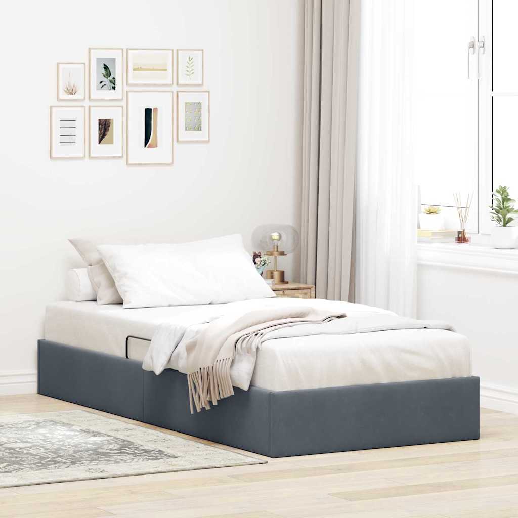 vidaXL Aufbewahrungsbett mit Kopfteil Dunkelgrau 90 x 190 cm Samt