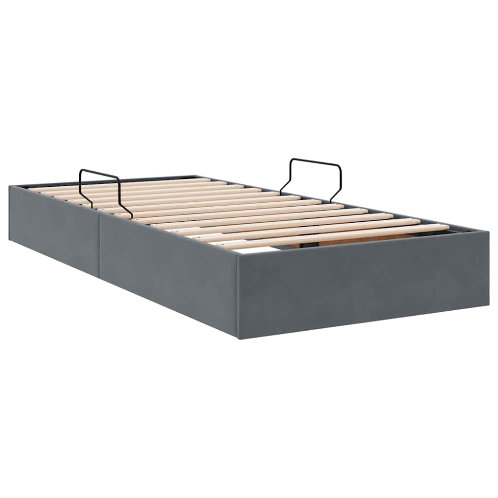 vidaXL Aufbewahrungsbett mit Kopfteil Dunkelgrau 90 x 190 cm Samt