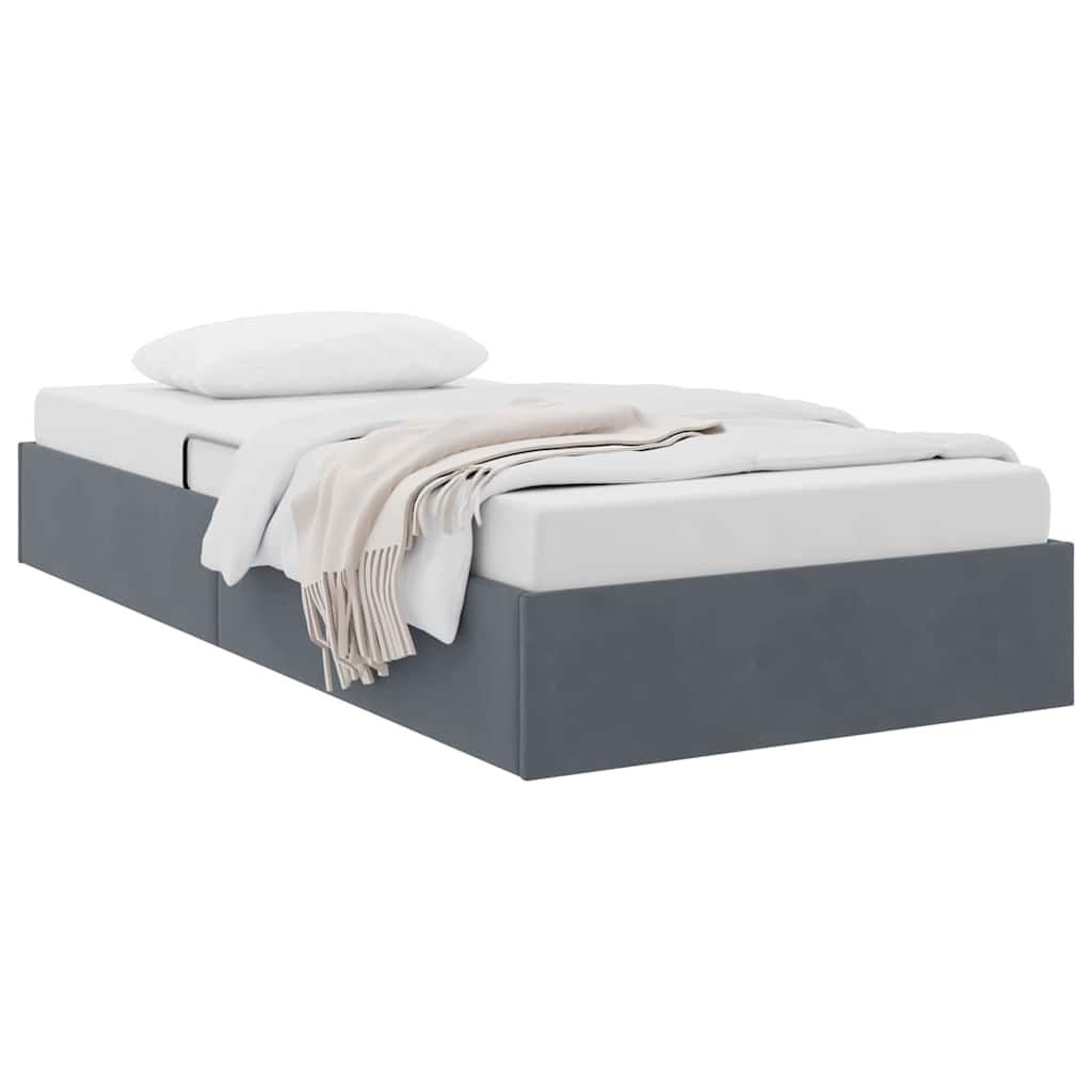 vidaXL Aufbewahrungsbett mit Kopfteil Dunkelgrau 90 x 190 cm Samt