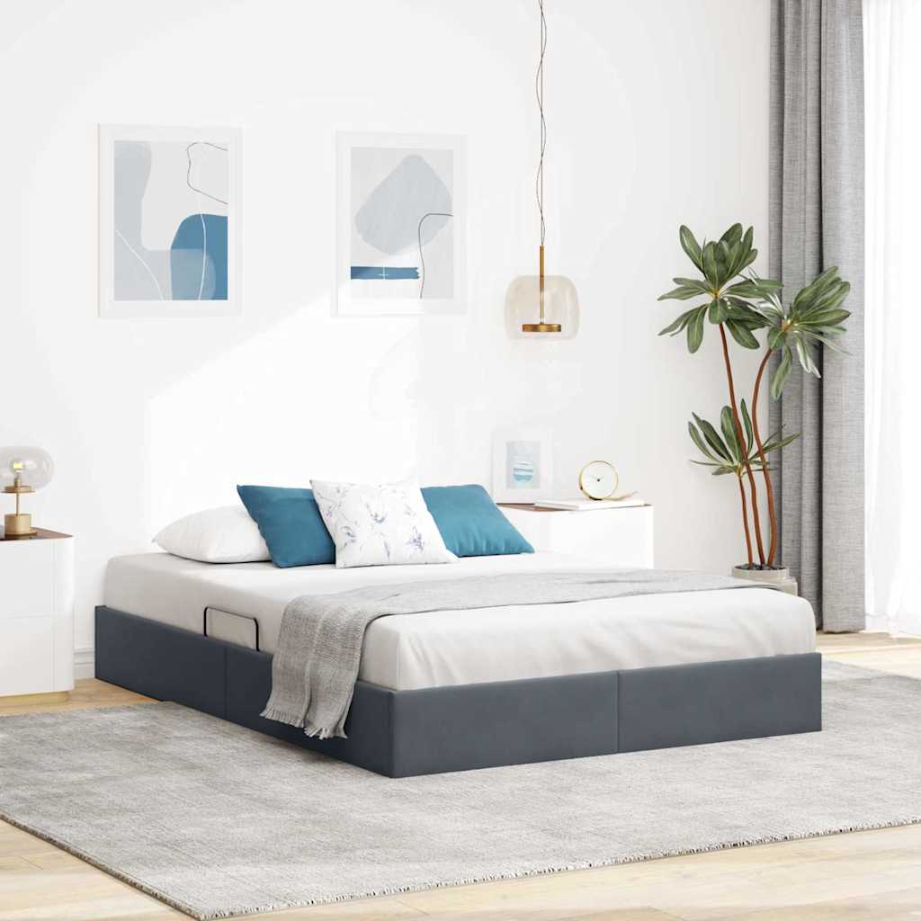 vidaXL Aufbewahrungsbett mit Kopfteil Dunkelgrau 90 x 190 cm Samt