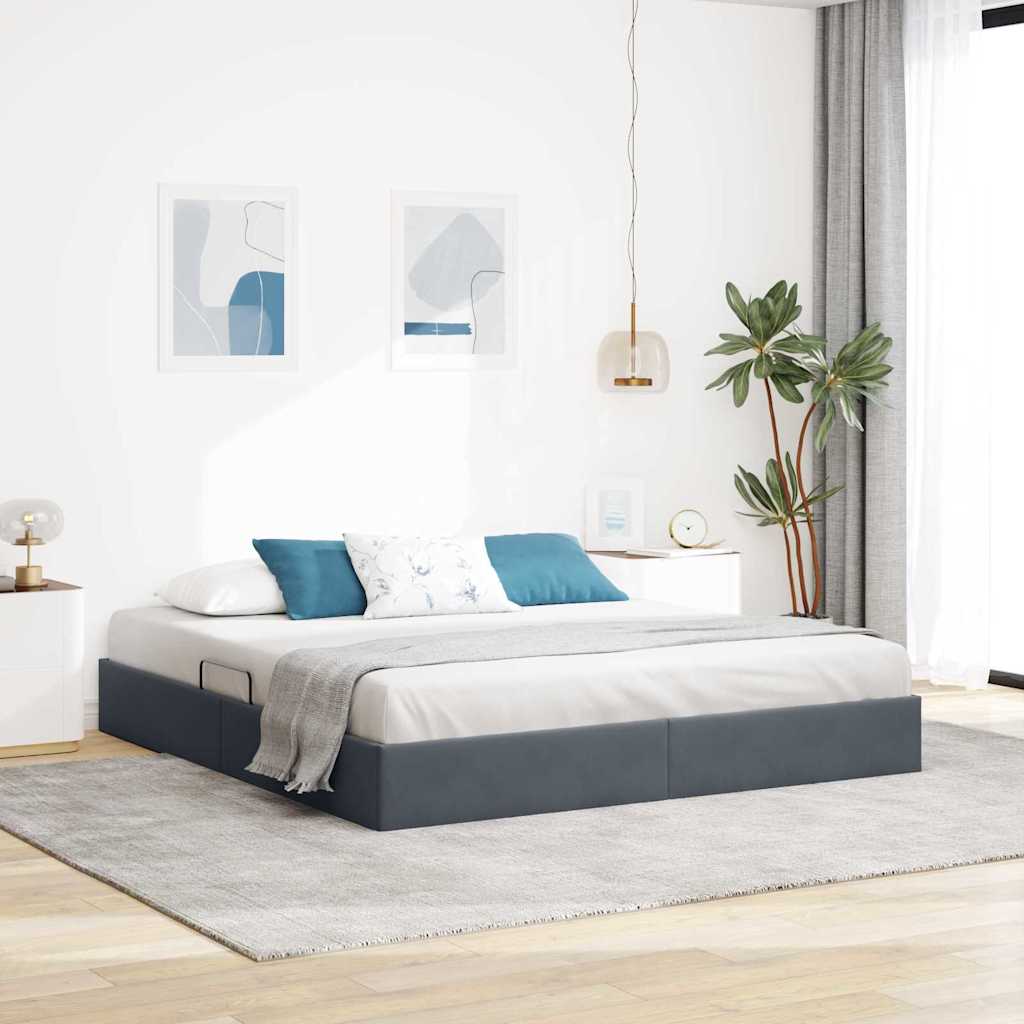vidaXL Aufbewahrungsbett mit Kopfteil Dunkelgrau 90 x 190 cm Samt