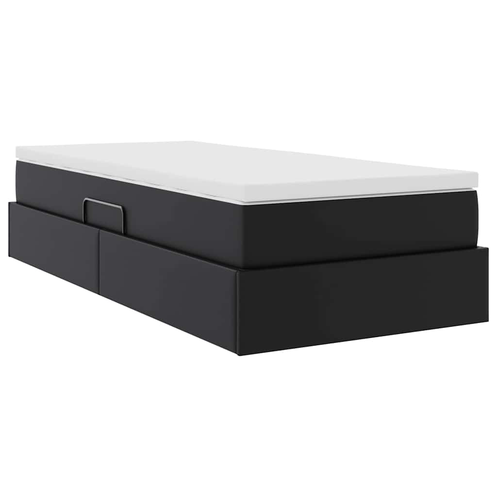vidaXL Aufbewahrungsbett mit Matratze Schwarz 90 x 190 cm Kunstleder