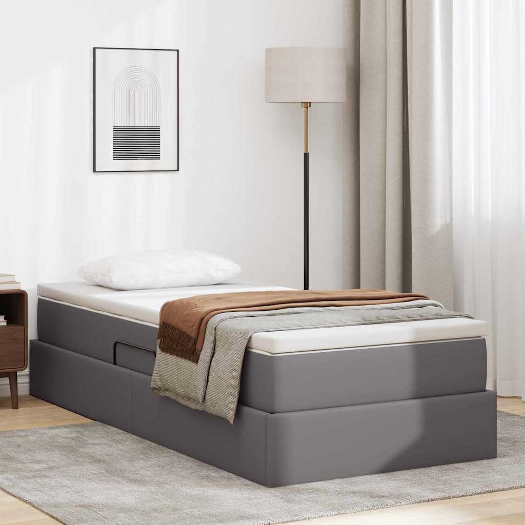 vidaXL Aufbewahrungsbett mit Matratze Schwarz 90 x 190 cm Kunstleder