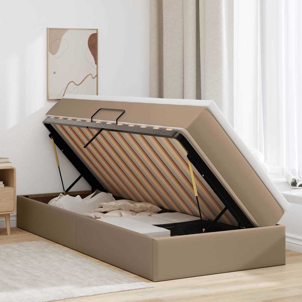 vidaXL Aufbewahrungsbett mit Matratze Cappuccino 90 x 190 cm