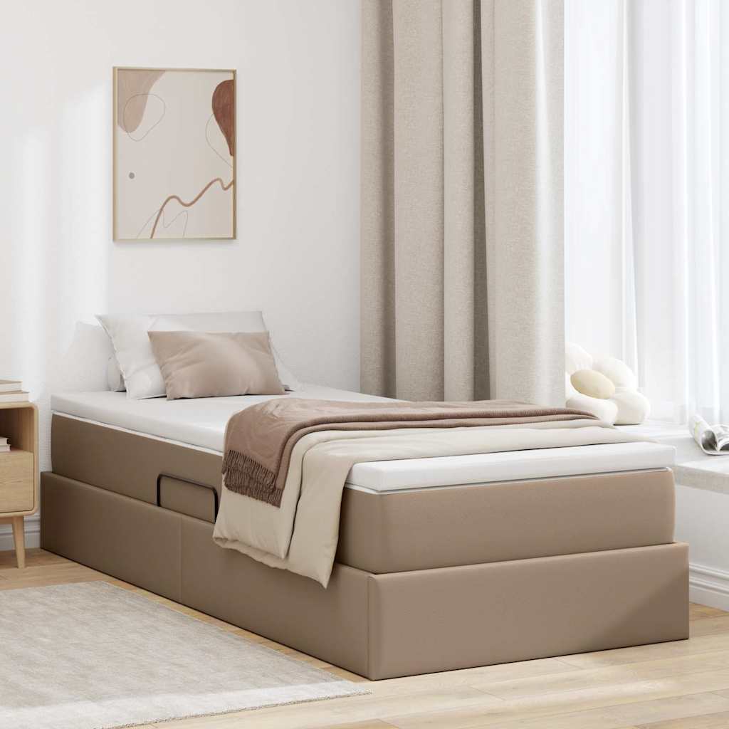 vidaXL Aufbewahrungsbett mit Matratze Cappuccino 90 x 190 cm