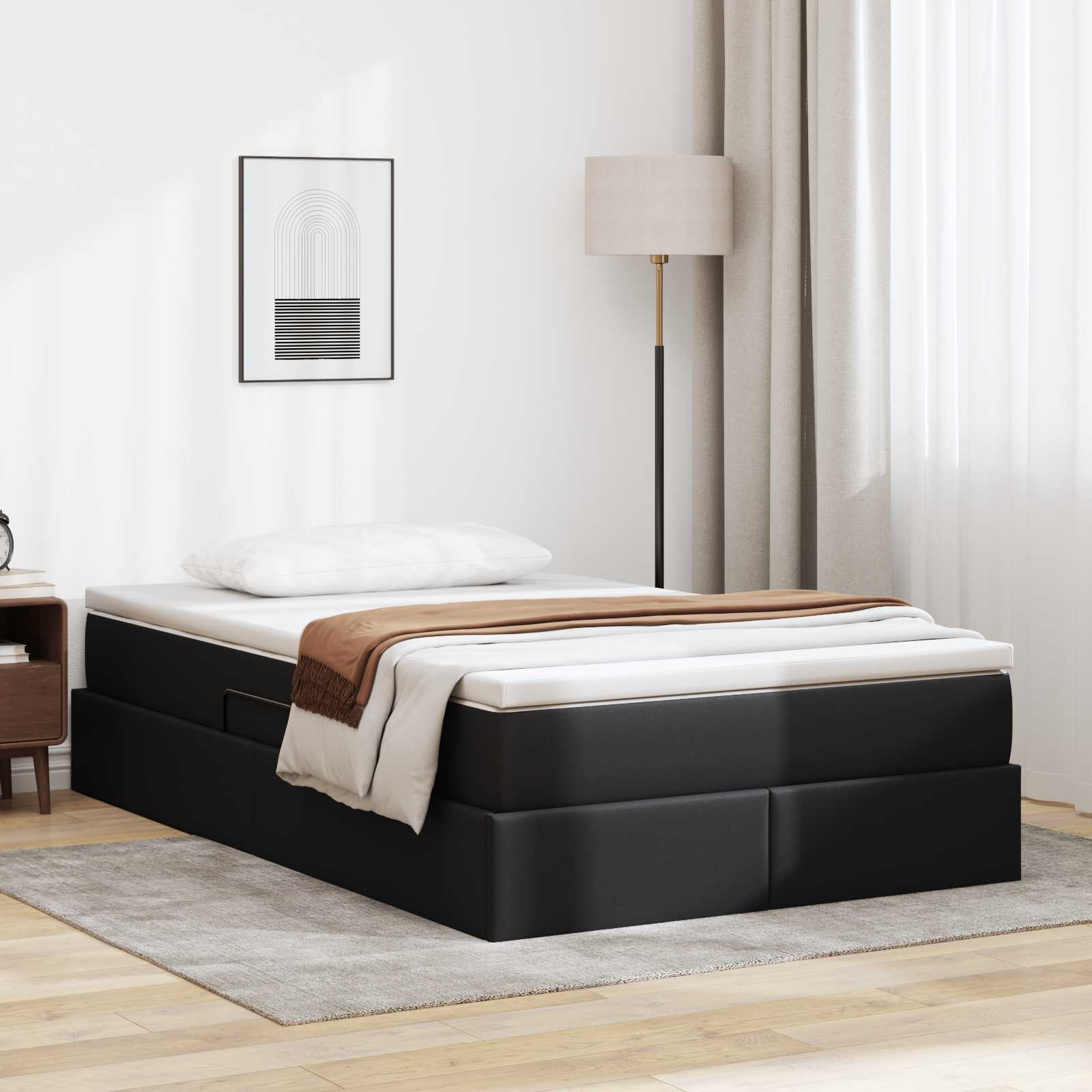 vidaXL Aufbewahrungsbett mit Matratze Schwarz 90 x 190 cm Kunstleder