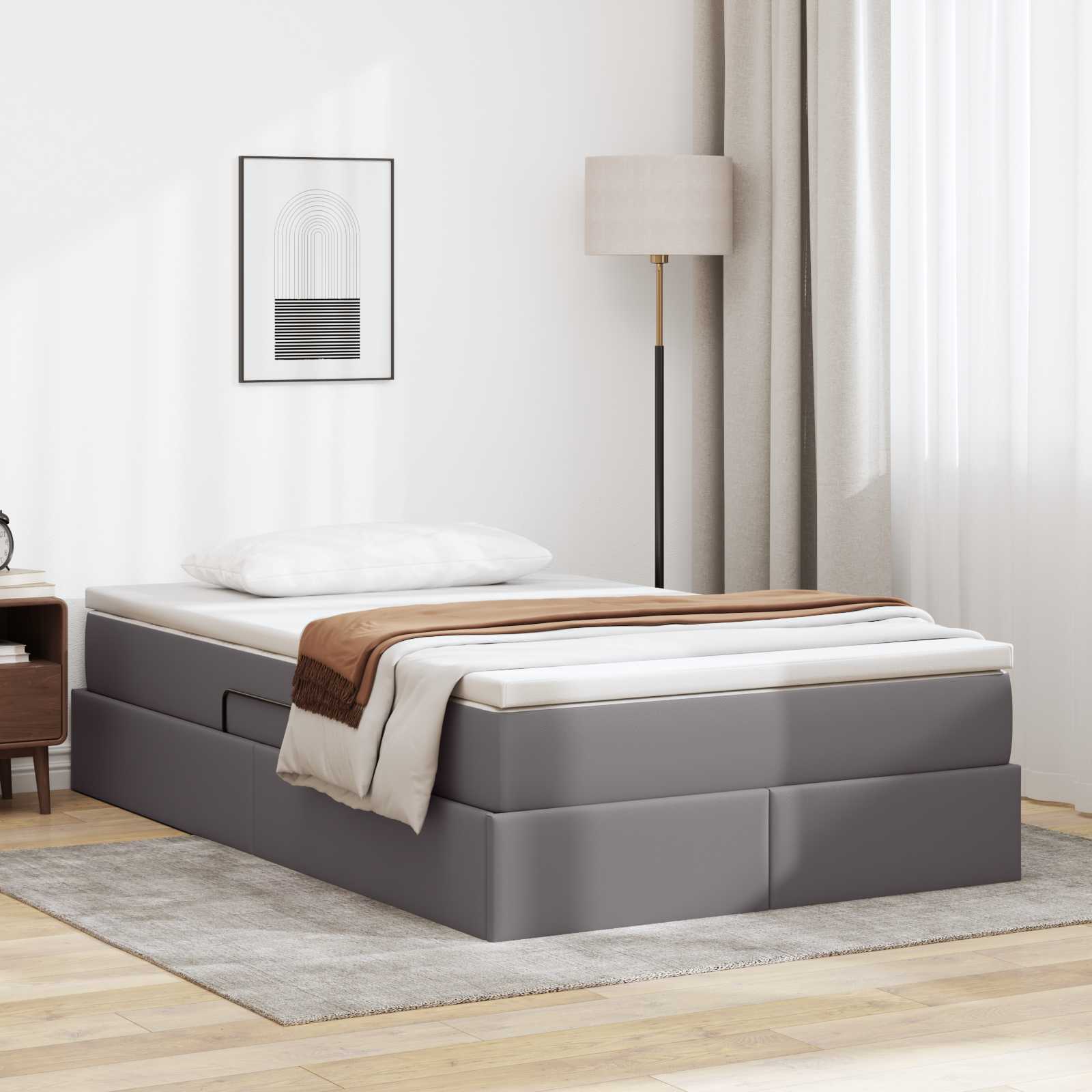 vidaXL Aufbewahrungsbett mit Matratze Schwarz 90 x 190 cm Kunstleder