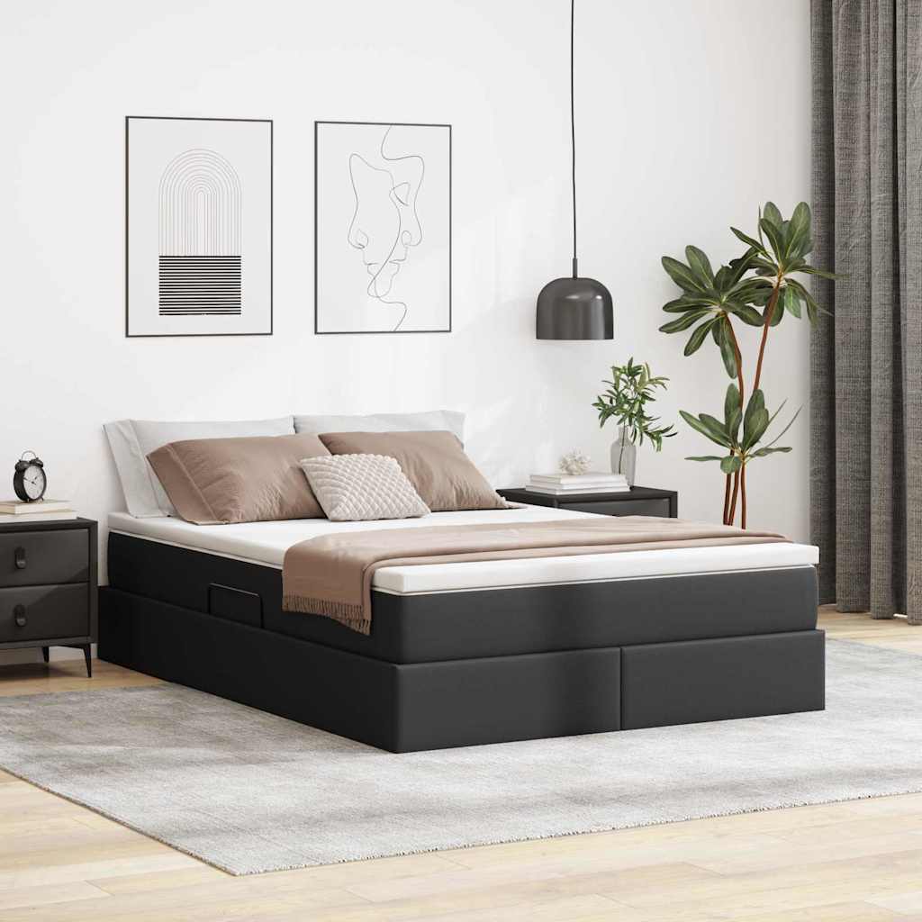 vidaXL Aufbewahrungsbett mit Matratze Schwarz 90 x 190 cm Kunstleder