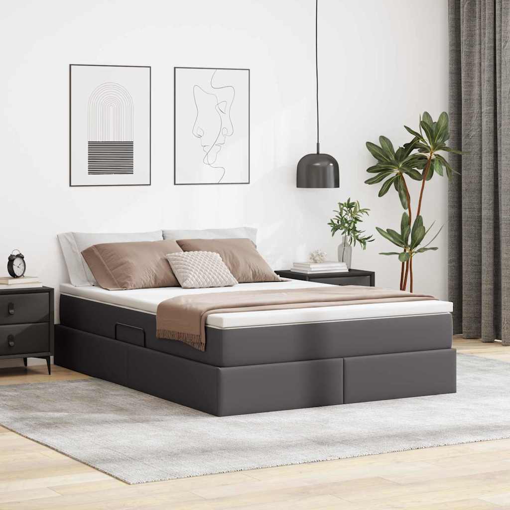 vidaXL Aufbewahrungsbett mit Matratze Schwarz 90 x 190 cm Kunstleder