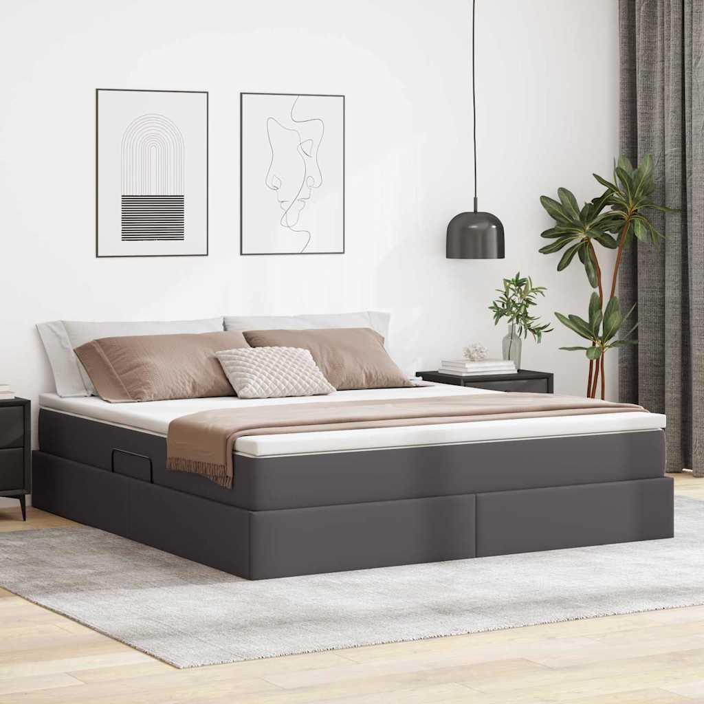 vidaXL Aufbewahrungsbett mit Matratze Schwarz 90 x 190 cm Kunstleder