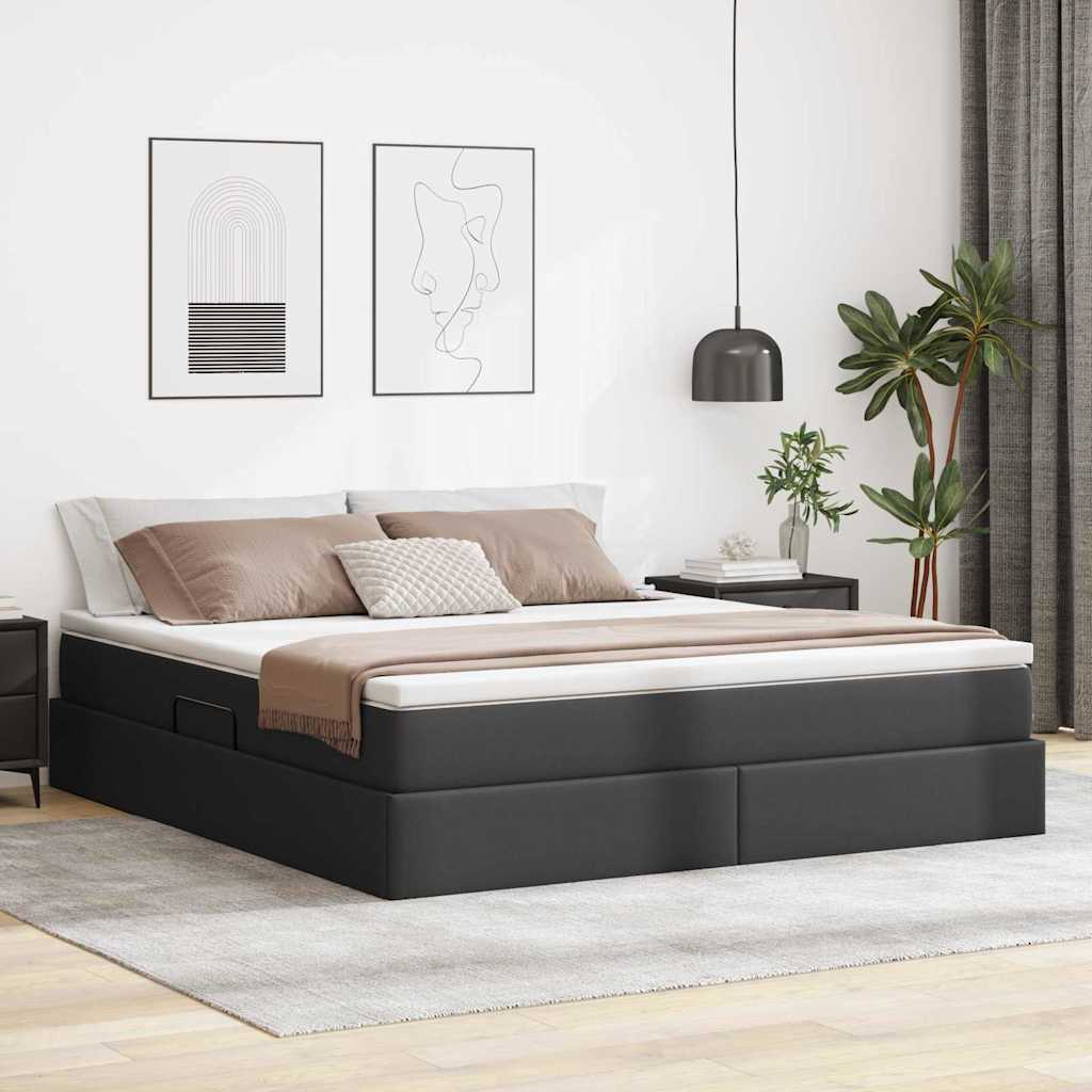 vidaXL Aufbewahrungsbett mit Matratze Schwarz 90 x 190 cm Kunstleder