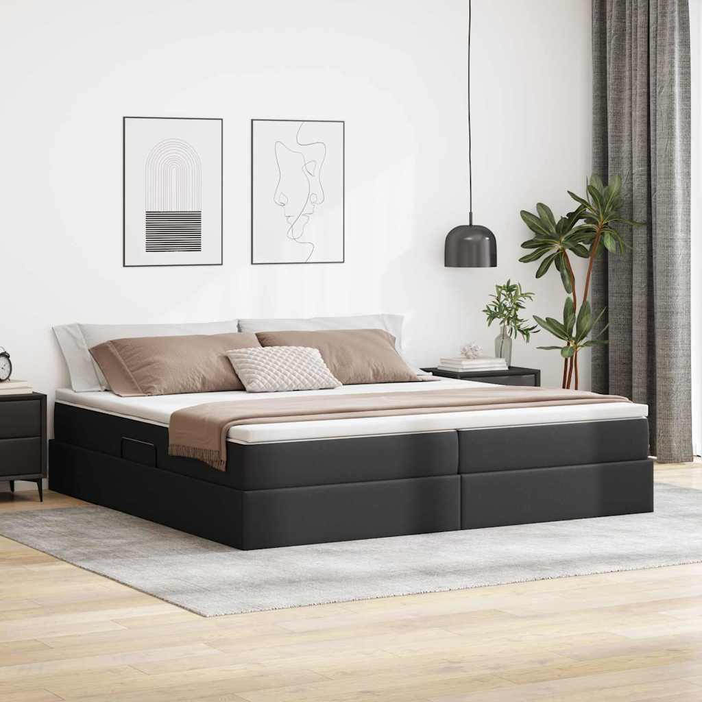 vidaXL Aufbewahrungsbett mit Matratze Schwarz 90 x 190 cm Kunstleder