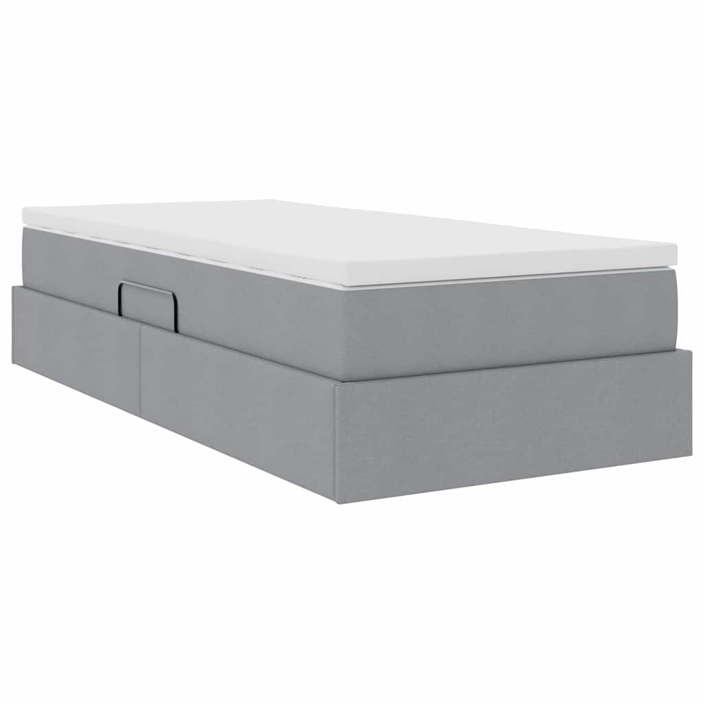 vidaXL Aufbewahrungsbett mit Matratze Hellgrau 90 x 190 cm Polyester
