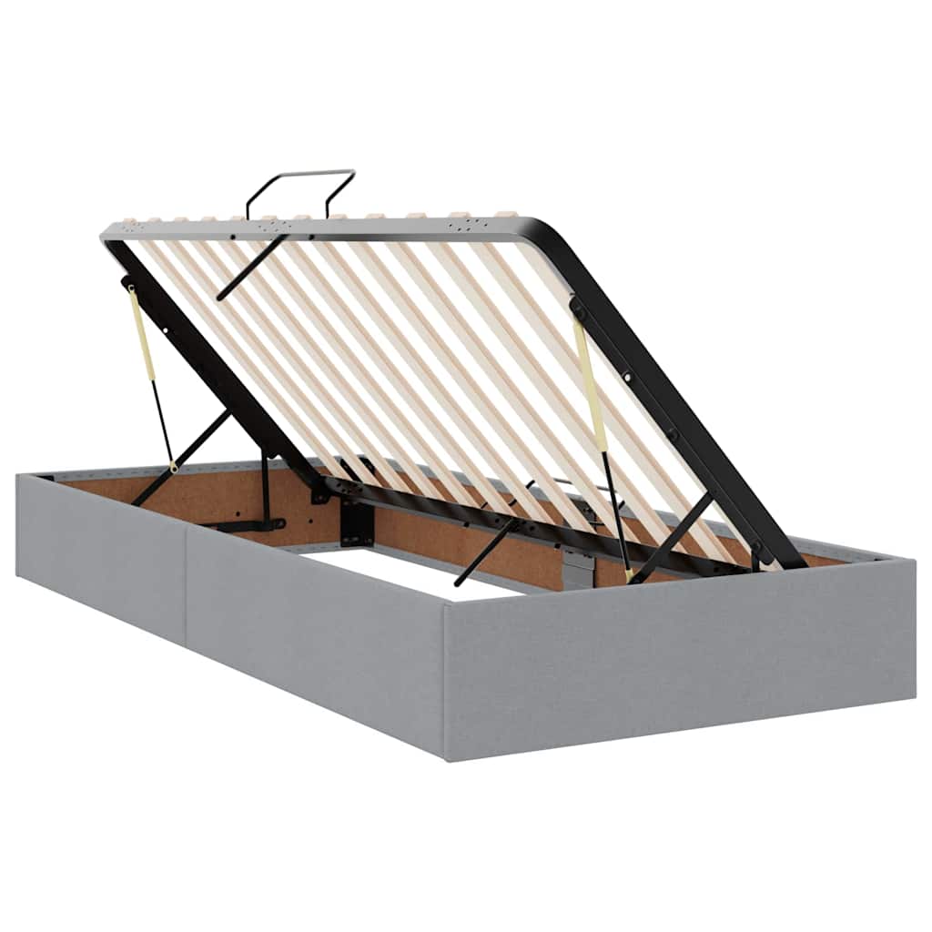 vidaXL Aufbewahrungsbett mit Matratze Hellgrau 90 x 190 cm Polyester