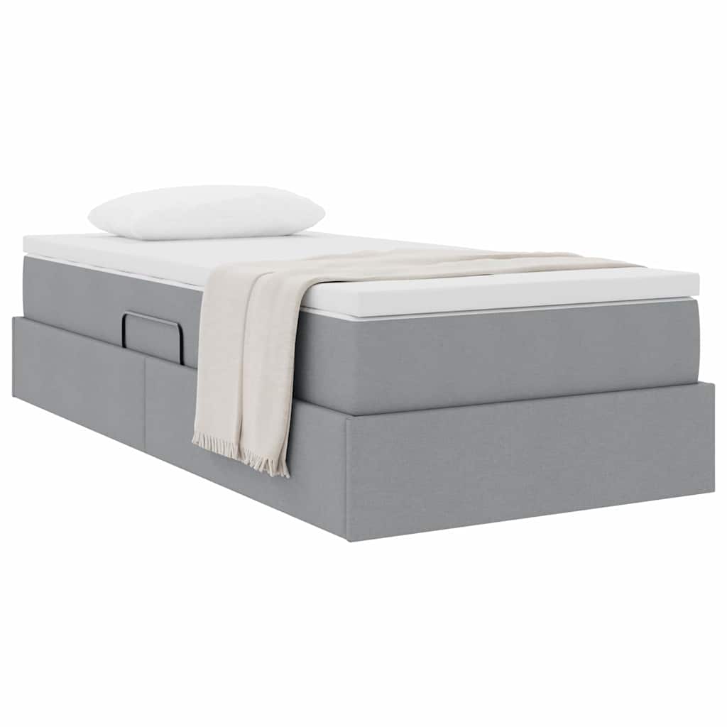 vidaXL Aufbewahrungsbett mit Matratze Hellgrau 90 x 190 cm Polyester