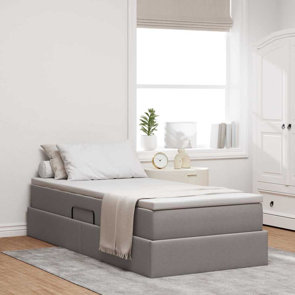 vidaXL Aufbewahrungsbett mit Matratze Hellgrau 90 x 190 cm Polyester