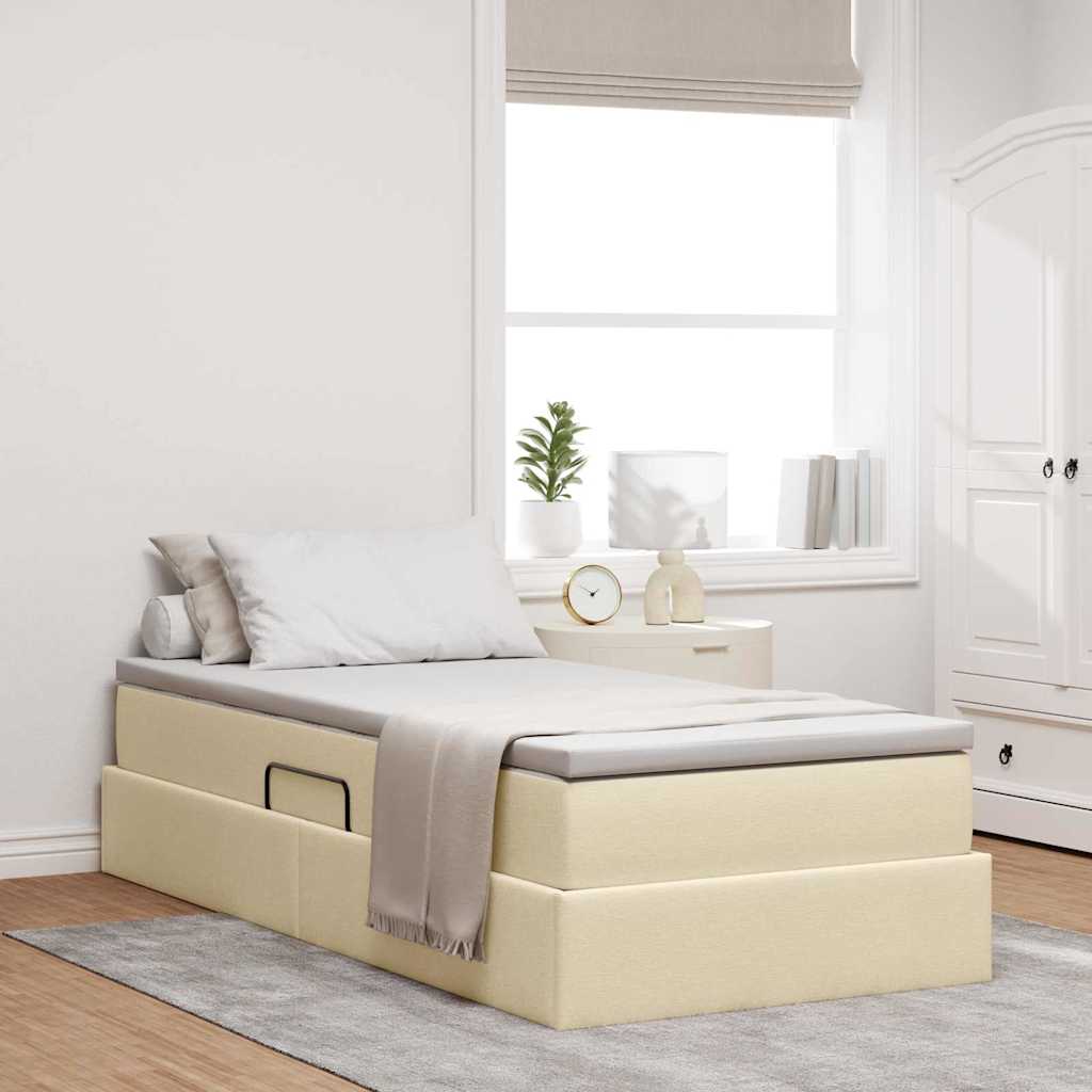 vidaXL Aufbewahrungsbett mit Matratze Hellgrau 90 x 190 cm Polyester