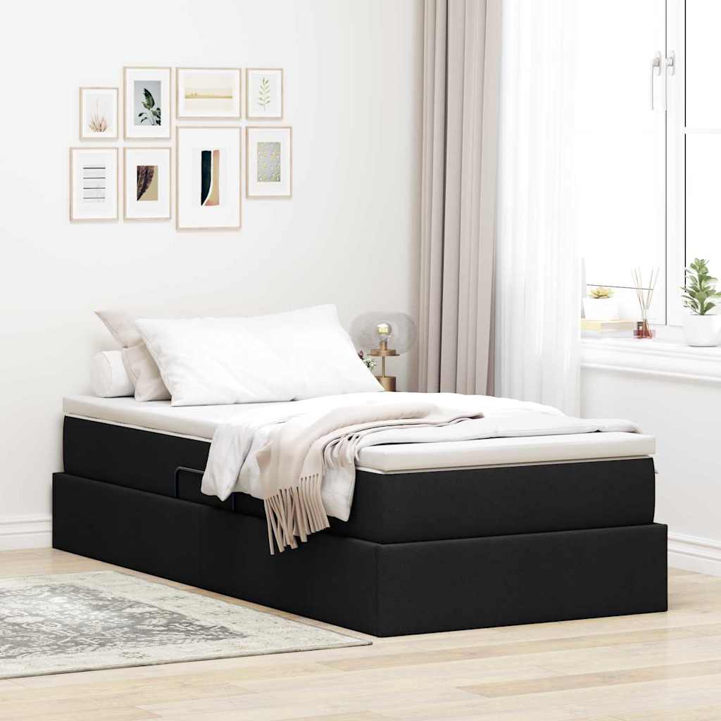 vidaXL Aufbewahrungsbett mit Matratze Hellgrau 90 x 190 cm Polyester