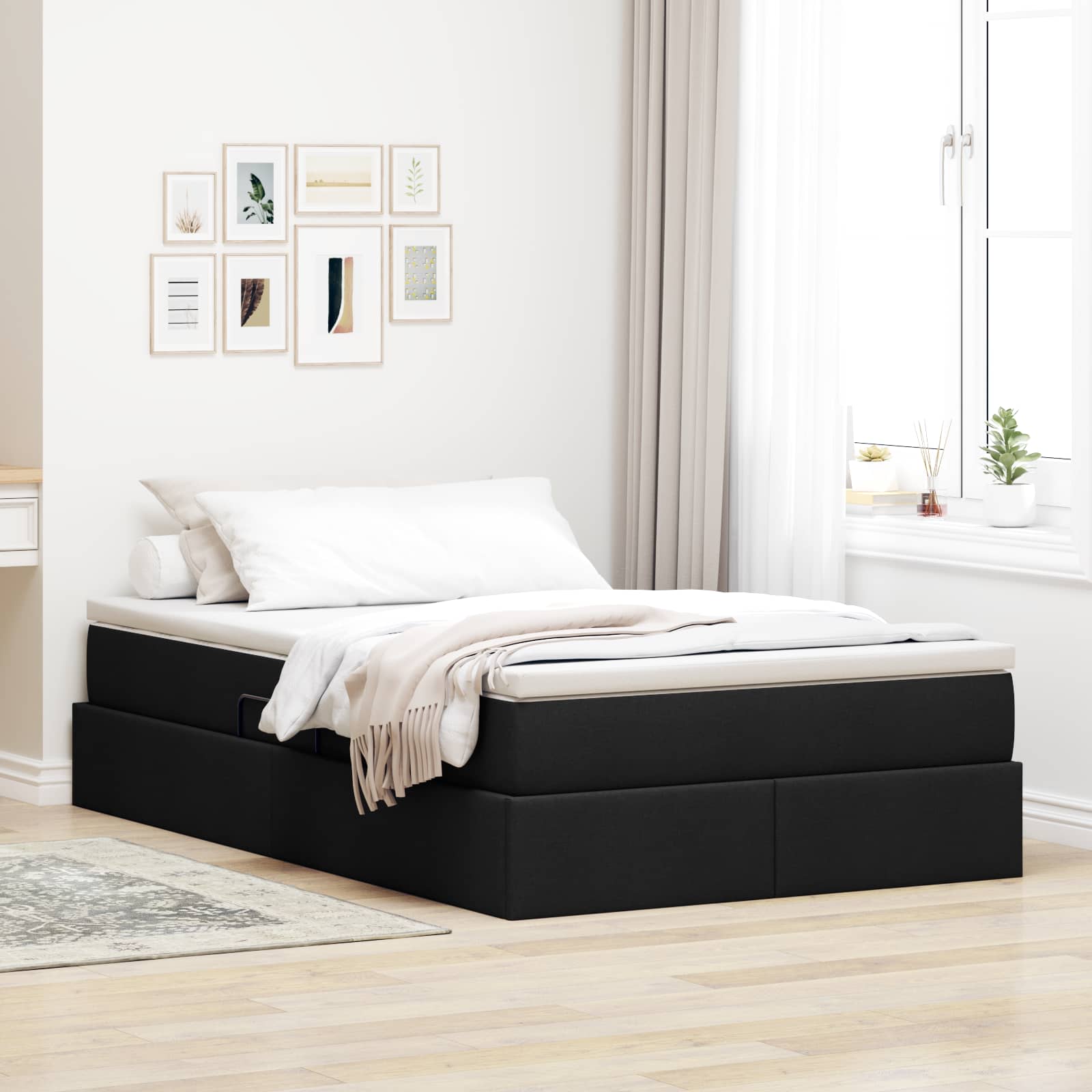 vidaXL Aufbewahrungsbett mit Matratze Hellgrau 90 x 190 cm Polyester