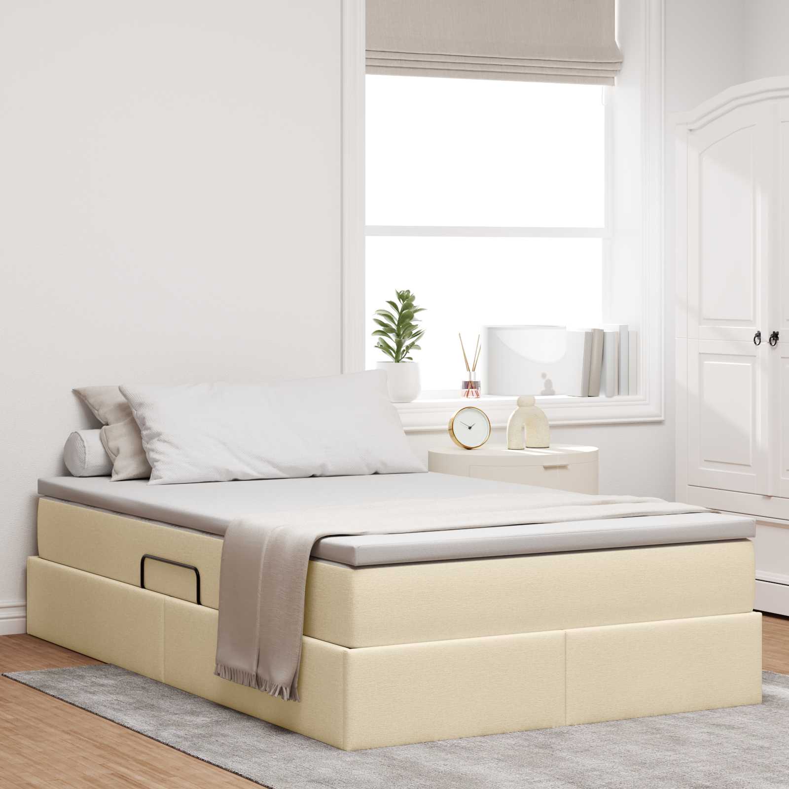 vidaXL Aufbewahrungsbett mit Matratze Hellgrau 90 x 190 cm Polyester