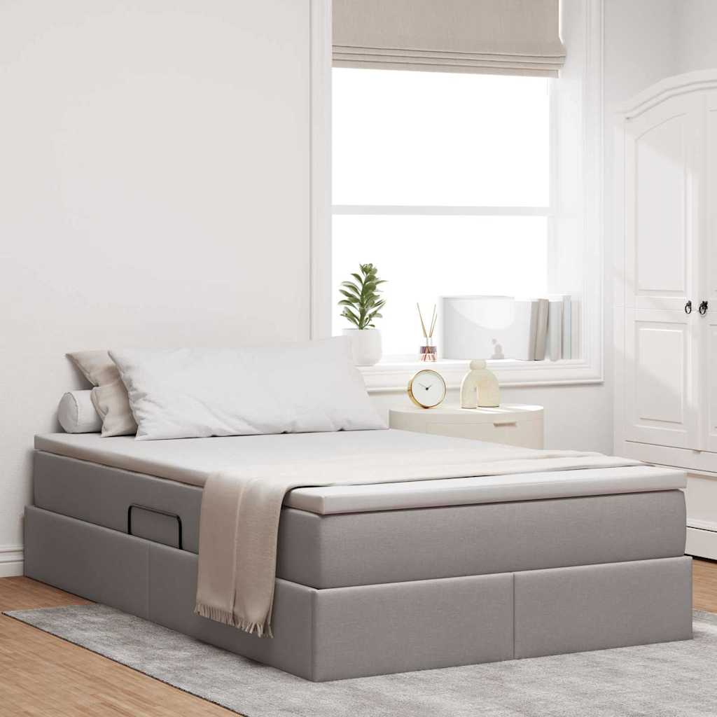 vidaXL Aufbewahrungsbett mit Matratze Hellgrau 90 x 190 cm Polyester