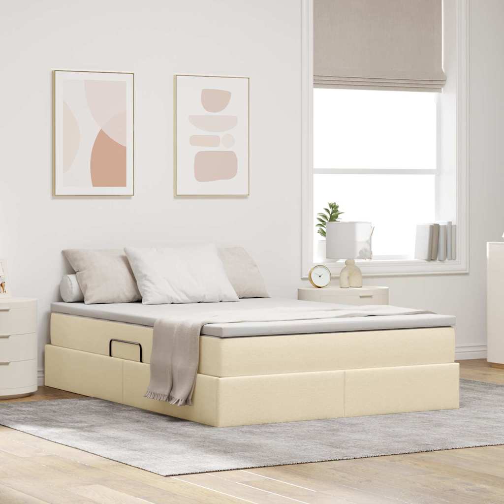 vidaXL Aufbewahrungsbett mit Matratze Hellgrau 90 x 190 cm Polyester