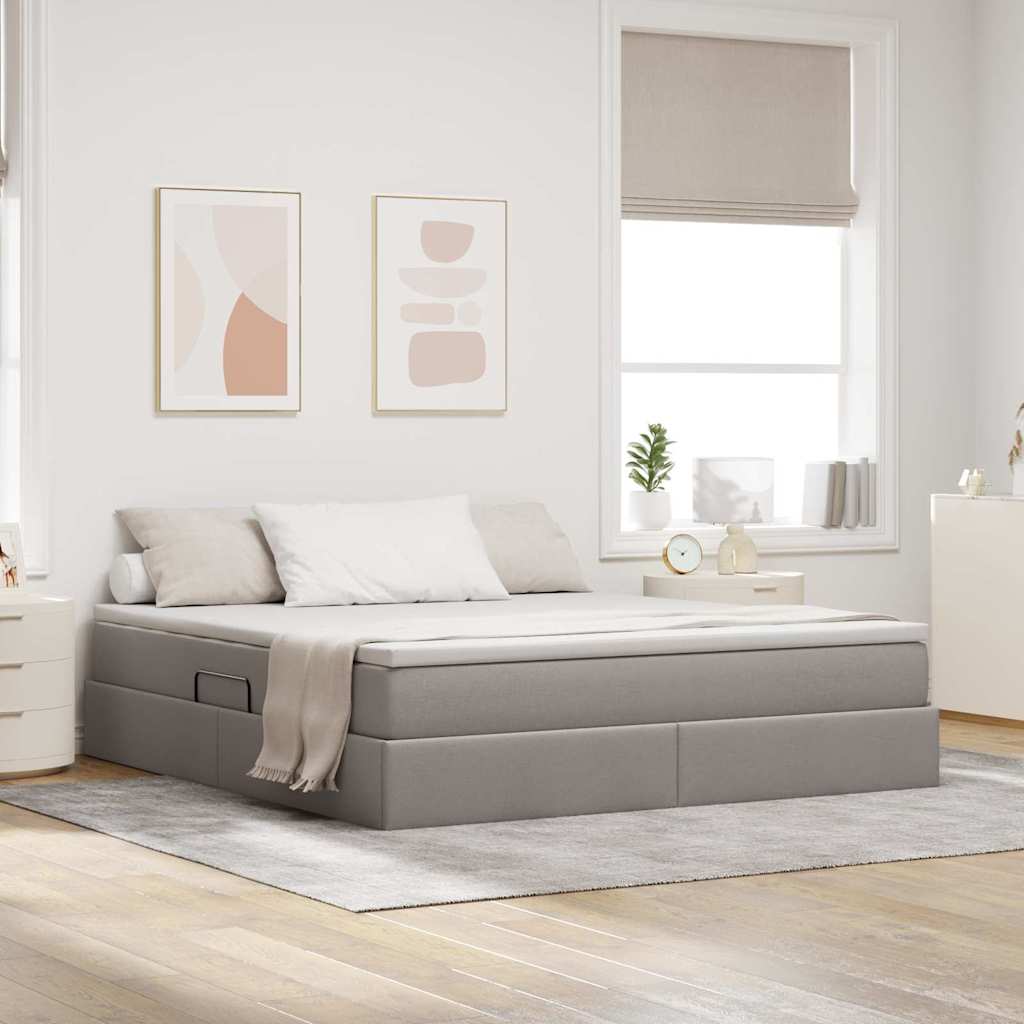 vidaXL Aufbewahrungsbett mit Matratze Hellgrau 90 x 190 cm Polyester