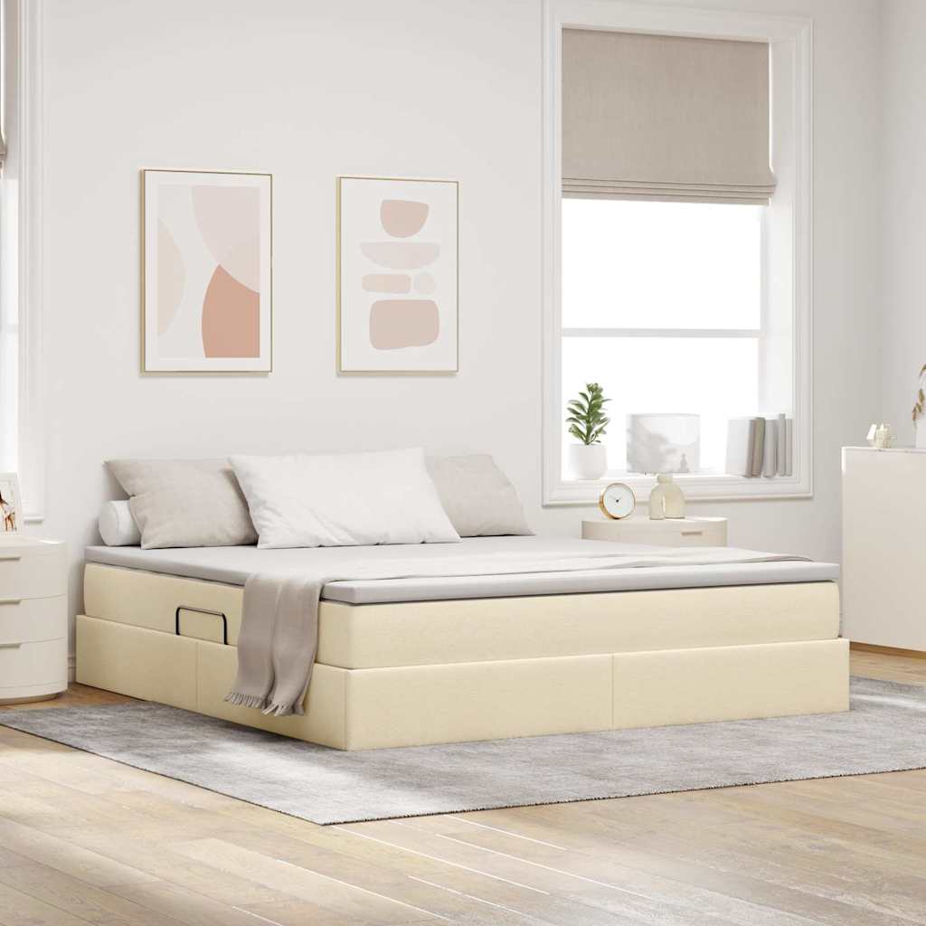 vidaXL Aufbewahrungsbett mit Matratze Hellgrau 90 x 190 cm Polyester