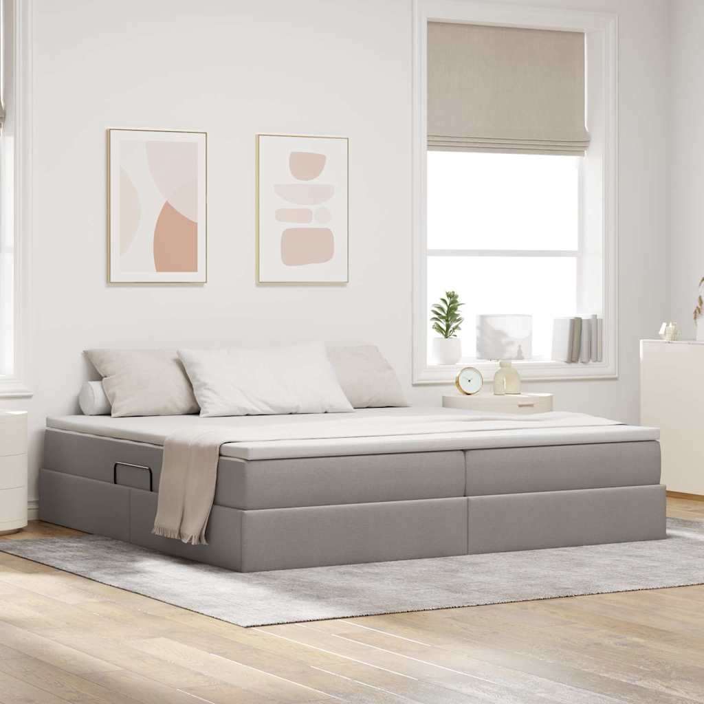 vidaXL Aufbewahrungsbett mit Matratze Hellgrau 90 x 190 cm Polyester