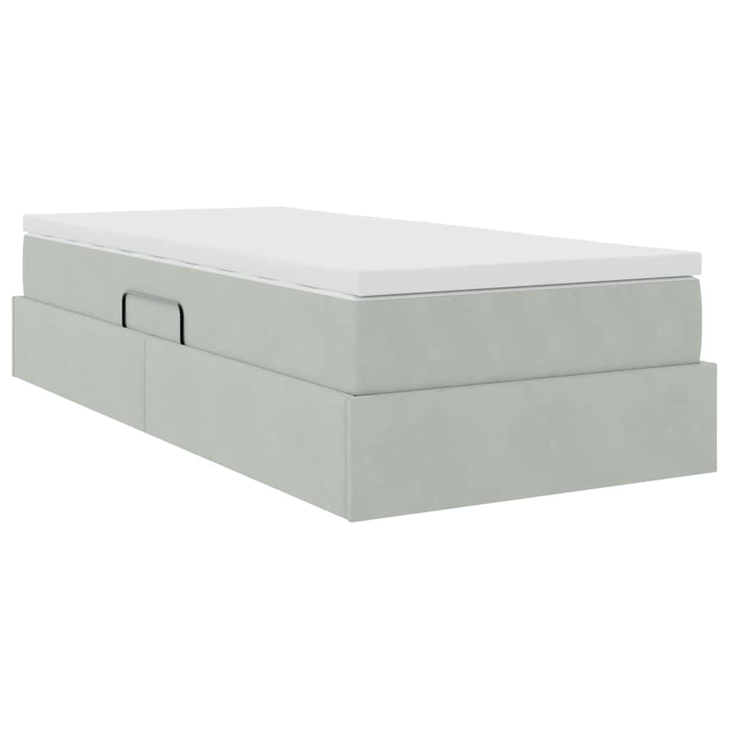vidaXL Aufbewahrungsbett mit Matratze Hellgrau 90 x 190 cm Samt
