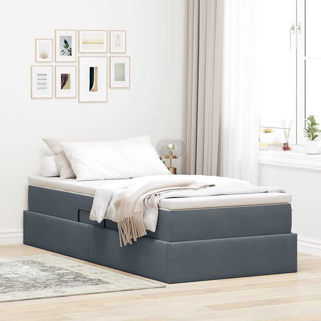 vidaXL Aufbewahrungsbett mit Matratze Hellgrau 90 x 190 cm Samt
