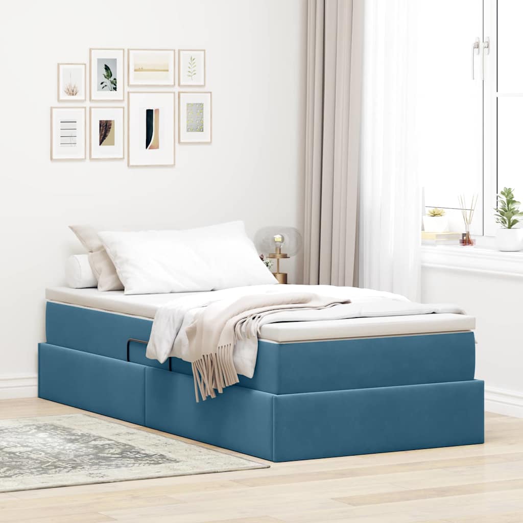 vidaXL Aufbewahrungsbett mit Matratze Hellgrau 90 x 190 cm Samt