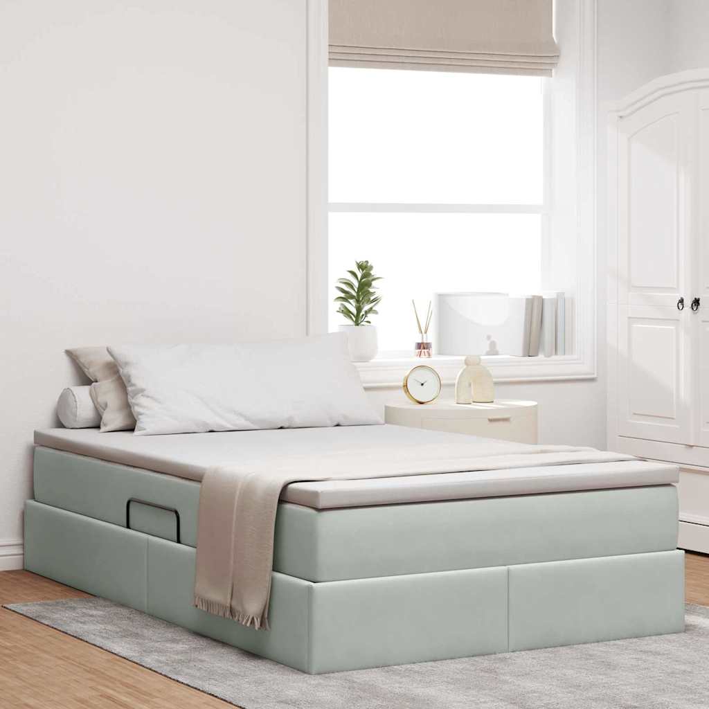 vidaXL Aufbewahrungsbett mit Matratze Hellgrau 90 x 190 cm Samt