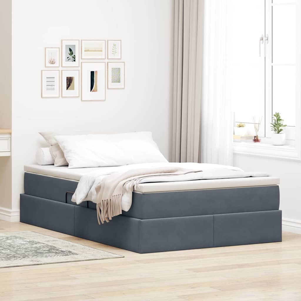vidaXL Aufbewahrungsbett mit Matratze Hellgrau 90 x 190 cm Samt
