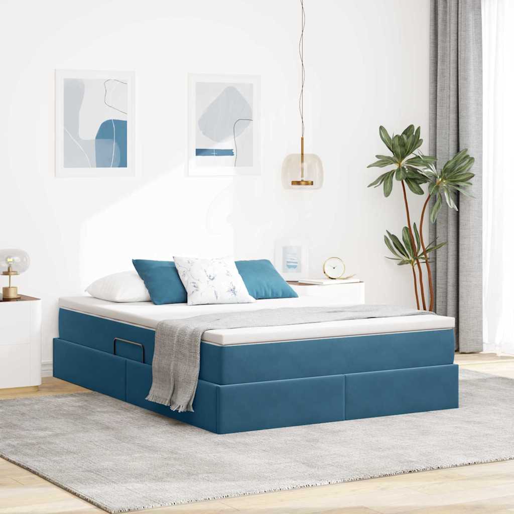 vidaXL Aufbewahrungsbett mit Matratze Hellgrau 90 x 190 cm Samt