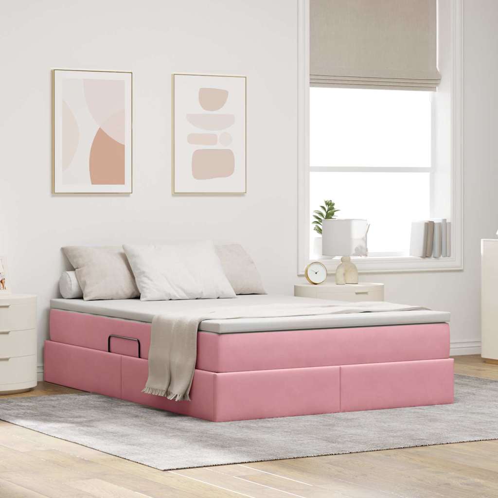 vidaXL Aufbewahrungsbett mit Matratze Hellgrau 90 x 190 cm Samt