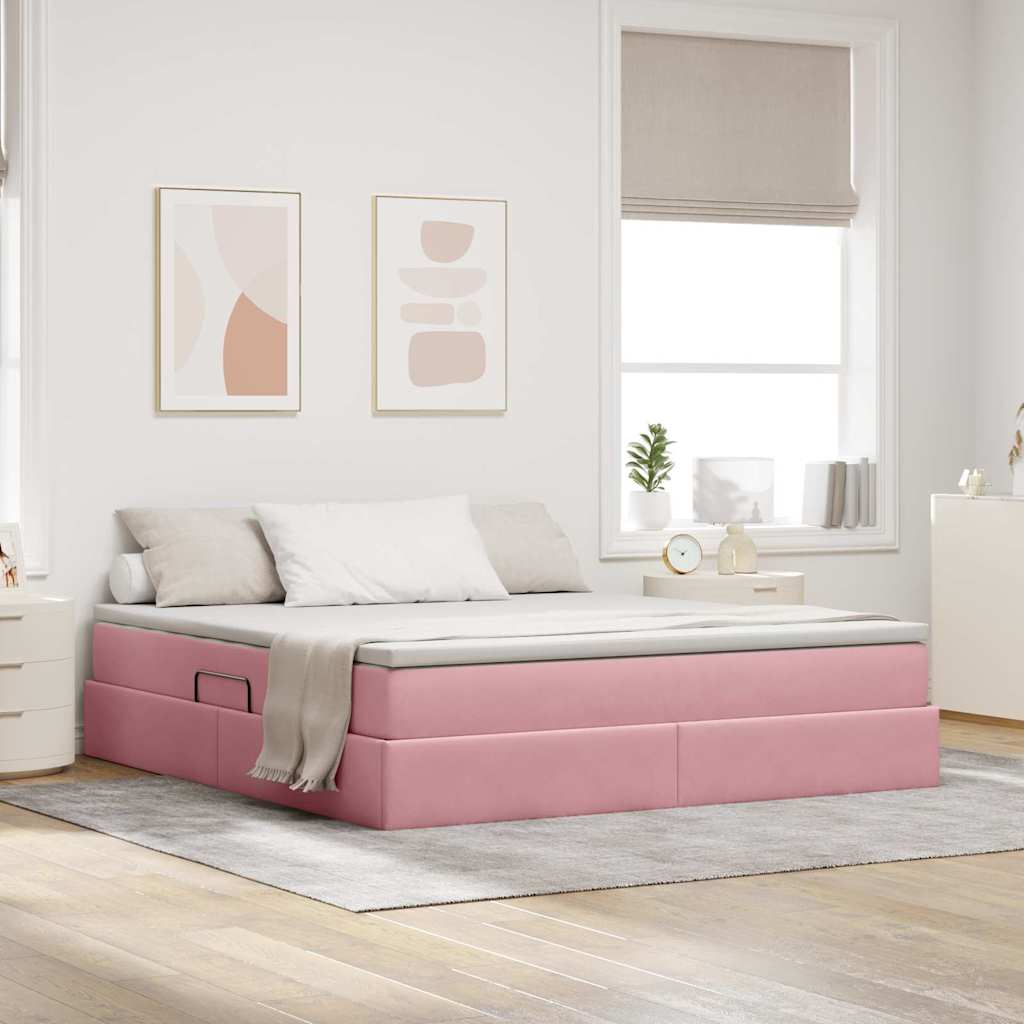 vidaXL Aufbewahrungsbett mit Matratze Hellgrau 90 x 190 cm Samt