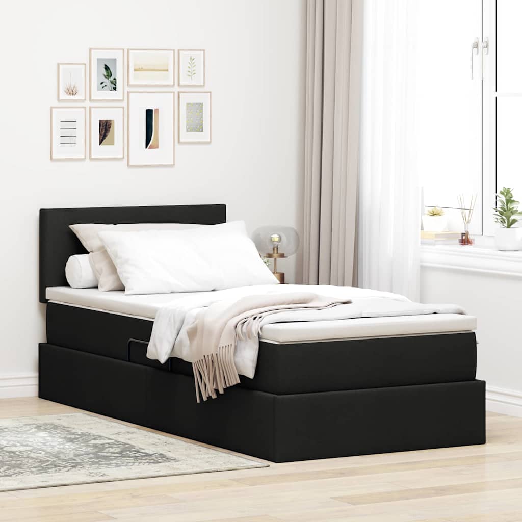 vidaXL Aufbewahrungsbett mit Matratze mit Matratze Schwarz 90 x 190 cm