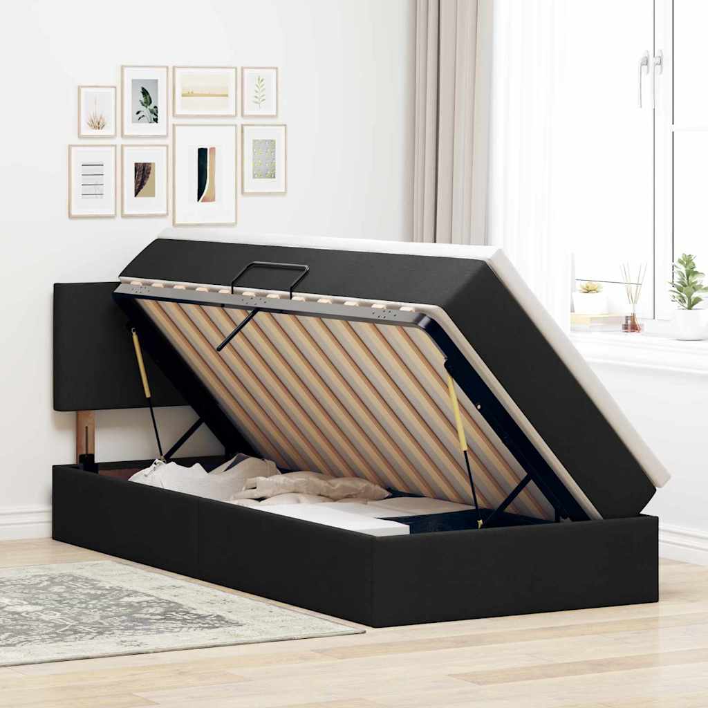vidaXL Aufbewahrungsbett mit Matratze mit Matratze Schwarz 90 x 190 cm
