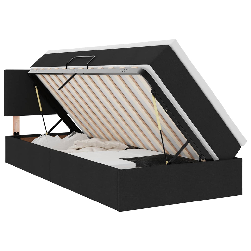 vidaXL Aufbewahrungsbett mit Matratze mit Matratze Schwarz 90 x 190 cm