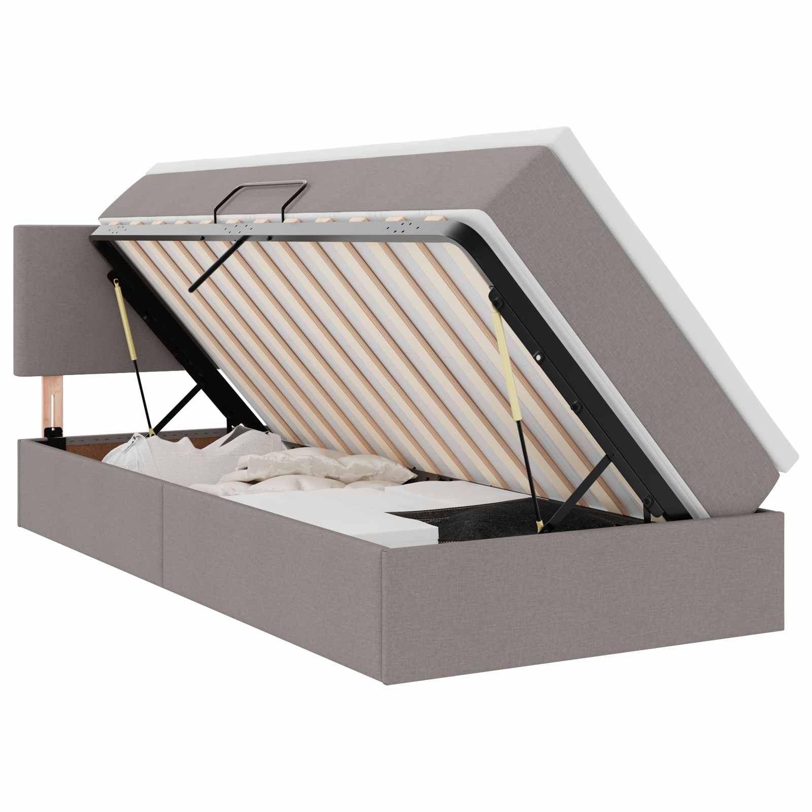 vidaXL Aufbewahrungsbett mit Matratze Taupe 90 x 190 cm Holzwerkstoff