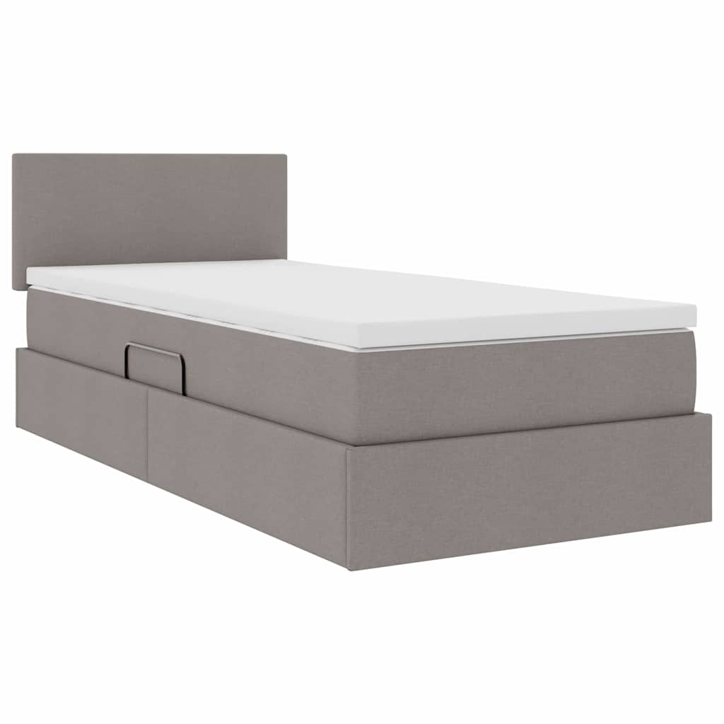 vidaXL Aufbewahrungsbett mit Matratze Taupe 90 x 190 cm Holzwerkstoff