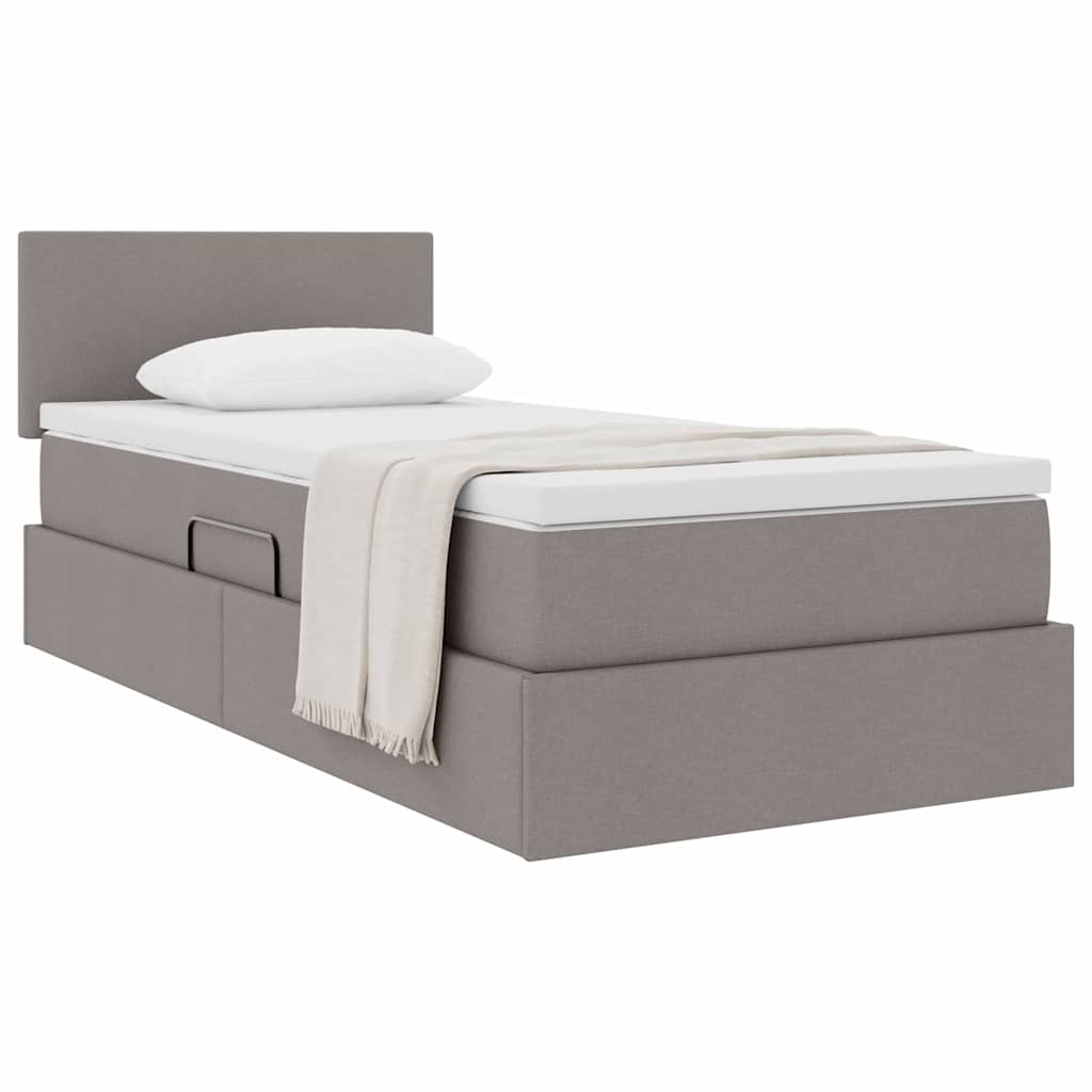 vidaXL Aufbewahrungsbett mit Matratze Taupe 90 x 190 cm Holzwerkstoff