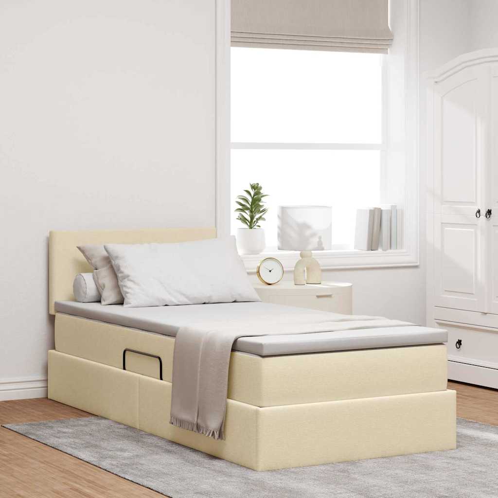 vidaXL Aufbewahrungsbett mit Matratze Taupe 90 x 190 cm Holzwerkstoff
