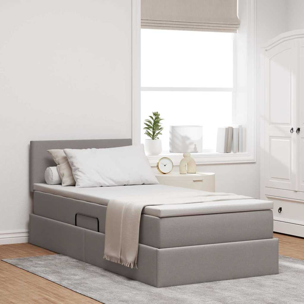 vidaXL Aufbewahrungsbett mit Matratze Taupe 90 x 190 cm Holzwerkstoff