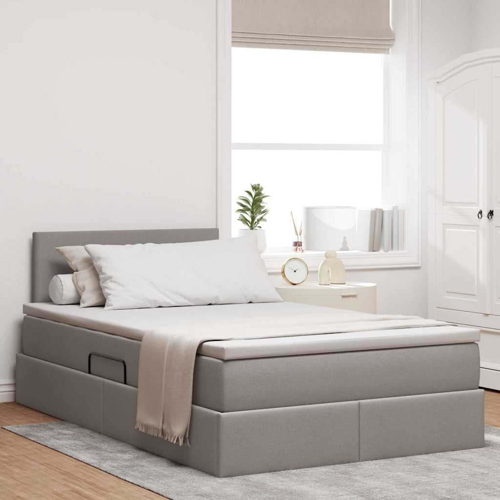 vidaXL Aufbewahrungsbett mit Matratze Taupe 90 x 190 cm Holzwerkstoff