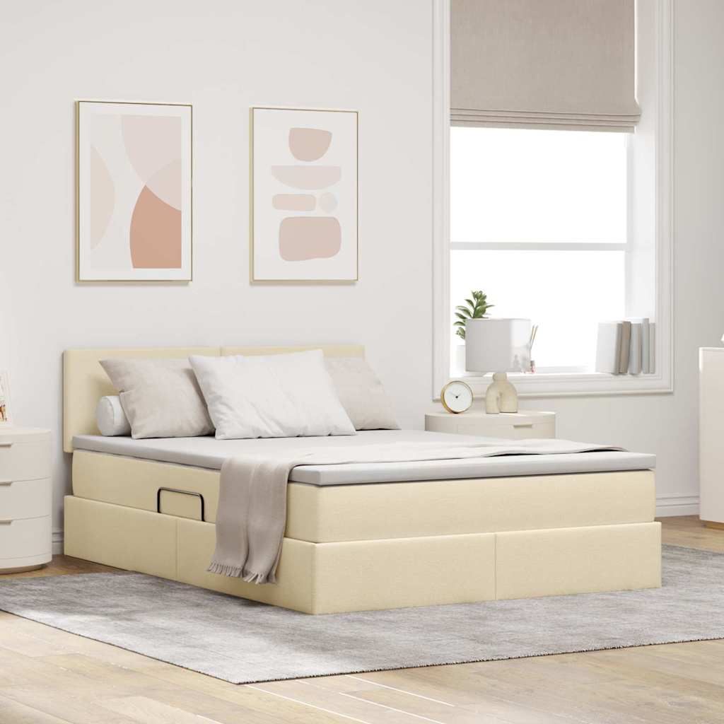 vidaXL Aufbewahrungsbett mit Matratze Taupe 90 x 190 cm Holzwerkstoff