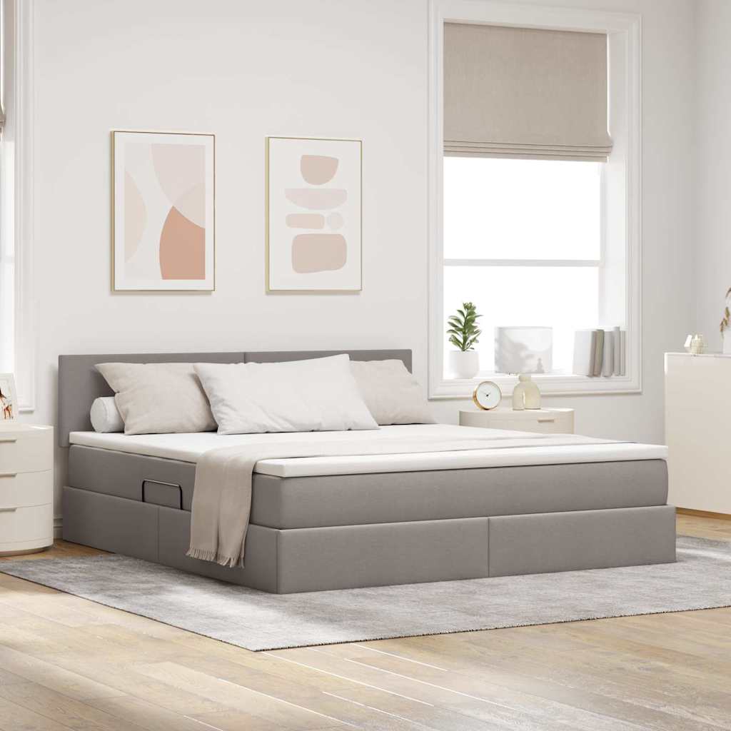 vidaXL Aufbewahrungsbett mit Matratze Taupe 90 x 190 cm Holzwerkstoff