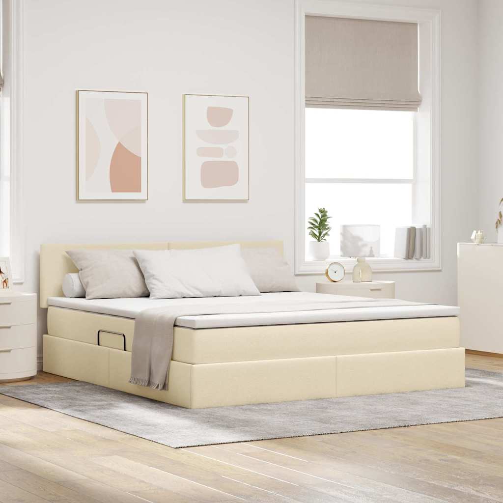 vidaXL Aufbewahrungsbett mit Matratze Taupe 90 x 190 cm Holzwerkstoff