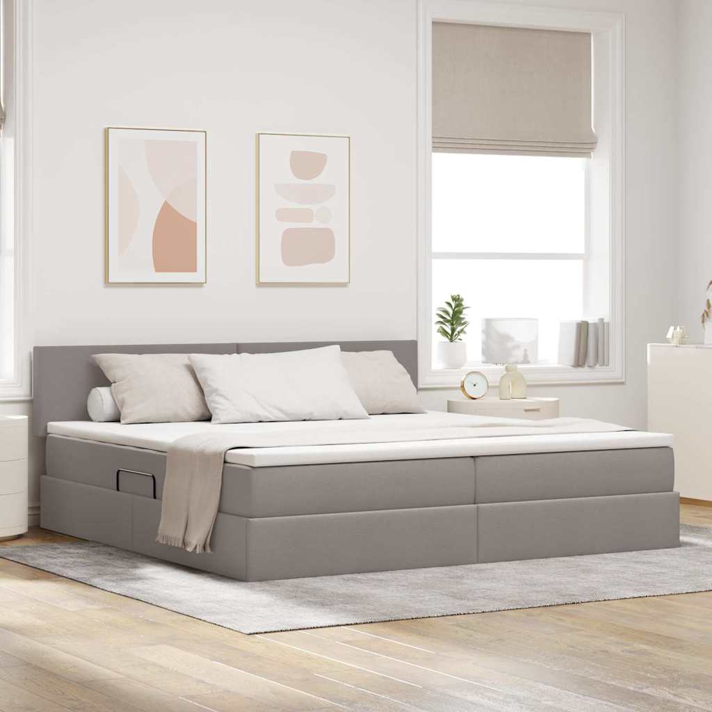 vidaXL Aufbewahrungsbett mit Matratze Taupe 90 x 190 cm Holzwerkstoff